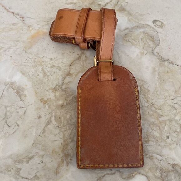 Vintage Louis Vuitton Vachetta Leather Luggage Tag & Poignet - Picture 4 of 13